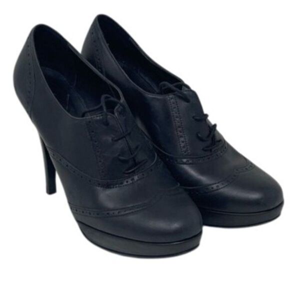 J. Crew Pierce high-heel oxfords, size women’s US 7.5, black leather - Picture 1 of 16